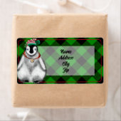 かわいいフェスティバルホリデーペンギングリーンブラックプレイド ラベル (インサイチュ)