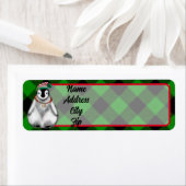 かわいいフェスティバルホリデーペンギングリーンブラックプレイド ラベル (インサイチュ)