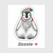 かわいいフェスティバルホリデーペンギンレッドブラックプレイド シール (シート)