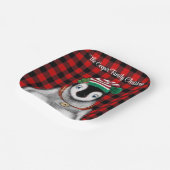 かわいいフェスティバルホリデーペンギンレッドブラックプレイド ペーパープレート (傾斜あり)