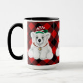 かわいいフェスティバルホリデーポーラーベアーレッドプレイド マグカップ (左)