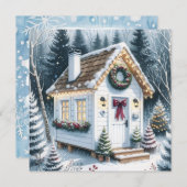 かわいいフェスティバルホワイトミニホームクリスマス シーズンカード (正面/裏面)