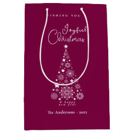 かわいいフェスティバルマゼンタクリスマス ミディアムペーパーバッグ