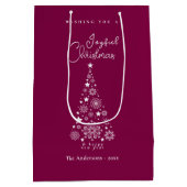 かわいいフェスティバルマゼンタクリスマス ミディアムペーパーバッグ (裏面)