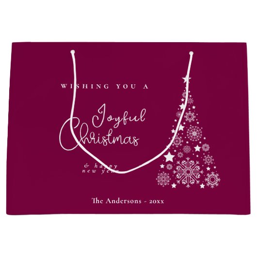 かわいいフェスティバルマゼンタクリスマス ラージペーパーバッグ (正面)