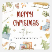 かわいいフェスティバルメリークリスマスギフト スクエアシール (正面)