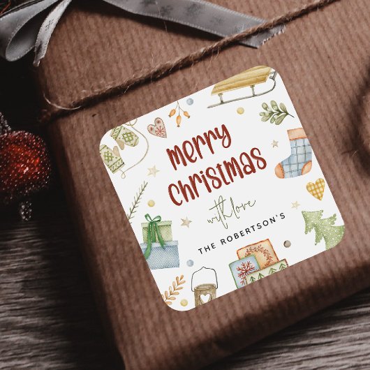 かわいいフェスティバルメリークリスマスギフト スクエアシール