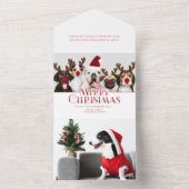 かわいいフェスティバルメリークリスマスタイポグラフィ |写真 オールインワン招待状 (内側)