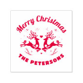 かわいいフェスティバルメリークリスマストナカイの家族の名前 セルフインキングスタンプ (デザイン)