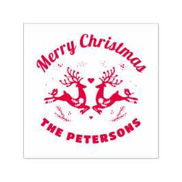 かわいいフェスティバルメリークリスマストナカイの家族の名前 セルフインキングスタンプ