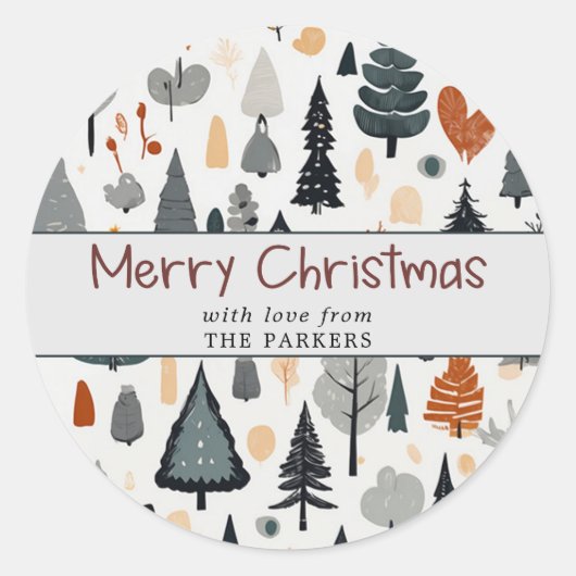 かわいいフェスティバルメリークリスマスホリデー ラウンドシール (正面)