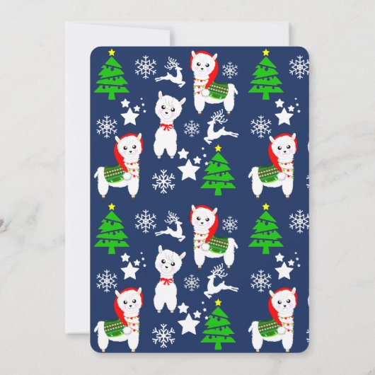 かわいいフェスティバルラマクリスマスパーティーお祝い 招待状 (裏面)