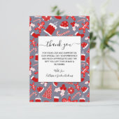 かわいいフェスティバルレッドイラストレーションクリスマスパターン サンキューカード (スタンド正面)