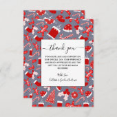 かわいいフェスティバルレッドイラストレーションクリスマスパターン サンキューカード (正面/裏面)