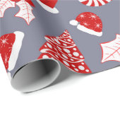 かわいいフェスティバルレッドイラストレーションクリスマスパターン ラッピングペーパー (ロールコーナー)