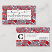かわいいフェスティバルレッドイラストレーションクリスマスパターン ロイヤリティカード (正面/裏面)