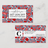 かわいいフェスティバルレッドイラストレーションクリスマスパターン 割引カード (正面/裏面)