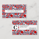 かわいいフェスティバルレッドイラストレーションクリスマスパターン 名刺 (正面/裏面)