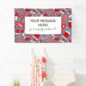 かわいいフェスティバルレッドイラストレーションクリスマスパターン 横断幕 (インサイチュ)