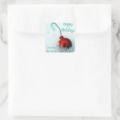 かわいいフェスティバルレッドオーナメントオン雪の休日の写真 スクエアシール (バッグ)