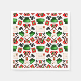 かわいいフェスティバルレッドカースキークリスマストインデナー スタンダードカクテルナプキン