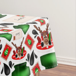かわいいフェスティバルレッドカースキークリスマストインデナー テーブルクロス