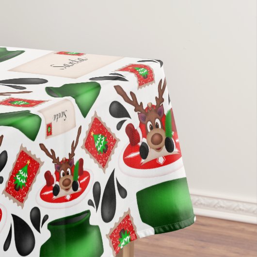 かわいいフェスティバルレッドカースキークリスマストインデナー テーブルクロス (インサイチュ)