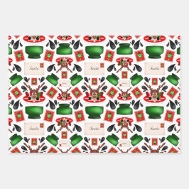 かわいいフェスティバルレッドカースキークリスマストインデナー ラッピングペーパーシート