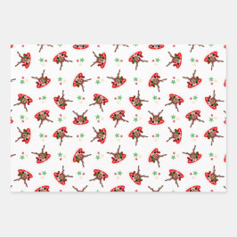 かわいいフェスティバルレッドカースキークリスマストインデナー ラッピングペーパーシート