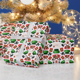 かわいいフェスティバルレッドカースキークリスマストインデナー ラッピングペーパー