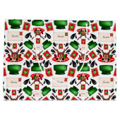 かわいいフェスティバルレッドカースキークリスマストインデナー ラージペーパーバッグ (裏面)