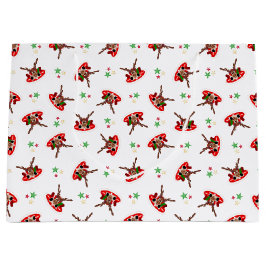 かわいいフェスティバルレッドカースキークリスマストインデナー ラージペーパーバッグ