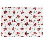 かわいいフェスティバルレッドカースキークリスマストインデナー ラージペーパーバッグ (裏面)