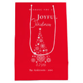 かわいいフェスティバルレッドメリークリスマス ミディアムペーパーバッグ (裏面)