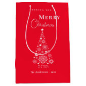 かわいいフェスティバルレッドメリークリスマス ミディアムペーパーバッグ (正面)