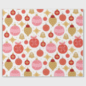 かわいいフェスティバルレトロクリスマスオーナメントクリスマスギフト ラッピングペーパー (フラット)