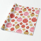 かわいいフェスティバルレトロクリスマスオーナメントクリスマスギフト ラッピングペーパー (アンロールド)