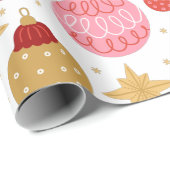 かわいいフェスティバルレトロクリスマスオーナメントクリスマスギフト ラッピングペーパー (ロールコーナー)