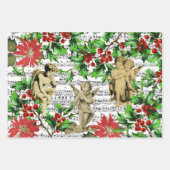 かわいいフェスティバルヴィンテージエンジェルチェルーブホリークリスマス ラッピングペーパーシート (正面2)