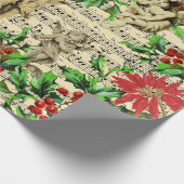 かわいいフェスティバルヴィンテージエンジェルチェルーブホリークリスマス ラッピングペーパー (角)