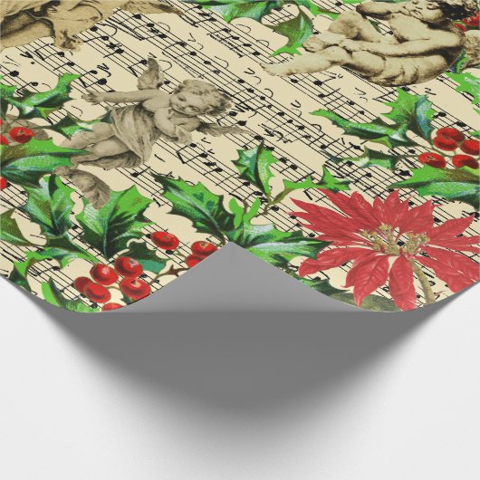 かわいいフェスティバルヴィンテージエンジェルチェルーブホリークリスマス ラッピングペーパー (角)