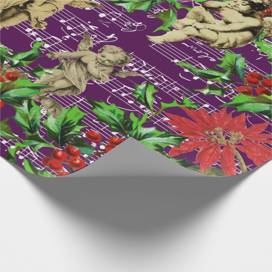 かわいいフェスティバルヴィンテージエンジェルチェルーブホリークリスマス ラッピングペーパー (角)