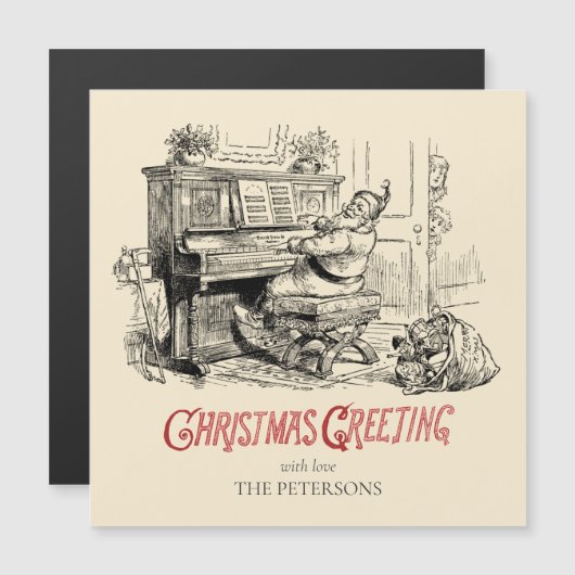 かわいいフェスティバルヴィンテージビクトリアンサンタwithピアノ (正面/裏面)