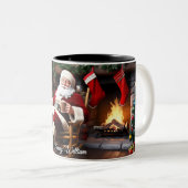 かわいいフェスティバルヴィンテージ伝統的クリスマス ツートーンマグカップ (正面右)