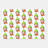 かわいいフェスティバルヴィンテージ小妖精や小人クリスマス ラッピングペーパーシート (正面3)