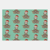 かわいいフェスティバル動物クリスマス ラッピングペーパーシート (正面)