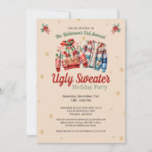かわいいフェスティバル年間醜いセーターのクリスマスパーティー 招待状 (正面)