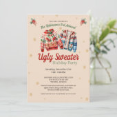 かわいいフェスティバル年間醜いセーターのクリスマスパーティー 招待状 (スタンド正面)
