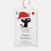 かわいいフェスティバル猫と赤いサンタハットモダン ギフトタグ (正面)