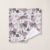 かわいいフェスティバル猫クリスマスパターンバスルーム バスタオルセット (ウォッシュタオル)